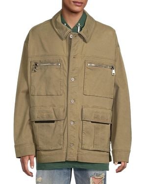 Balmain Multipocket Utilitarian Denim Jacket - Natural