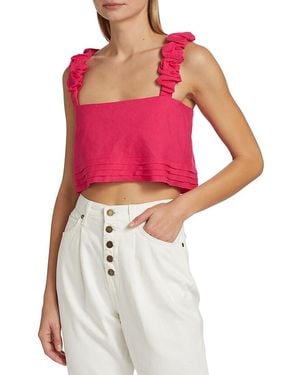 Ramy Brook Cora Linen-Blend Crop Top - Pink