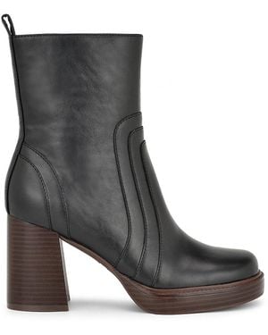 Nine West Dalora 75mm Faux Leather Platform Booties - Black