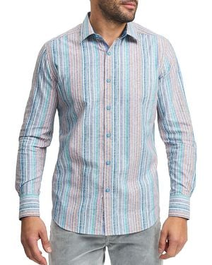 Robert Graham Tyson Striped Woven Shirt - Blue