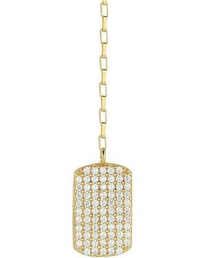 Chloe and Madison Vermeil & Cubic Zirconia Dog Tag Pendant Y-Drop Necklace - Metallic