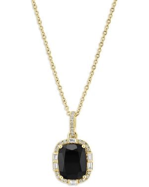 Effy 14k Yellow Gold, 0.21 Tcw Diamond & 2.50 Tcw Onyx Pendant Necklace - Metallic