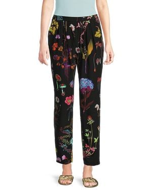 Stella McCartney Floral Silk Tapered Trousers - Black