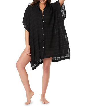 Beyond Control Solid Citizen Shirtdress Cover-Up - Black