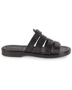 Roberto Cavalli Logo Leather Sandals - Black