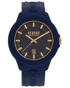 Versus 43Mm Stainless Steel & Silicone-Strap Watch - Blue