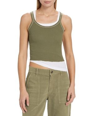 RE/DONE Cropped Rib-Knit Tank - Green