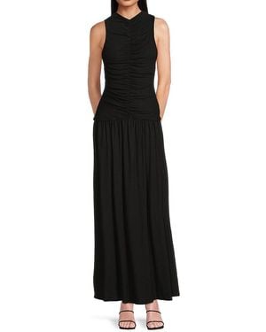 AREA STARS Caressa Ruched A-Line Maxi Dress - Black