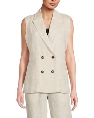 Saks Fifth Avenue 100% Linen Double-Breasted Relaxed-Fit Vest - White