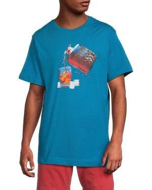 Robert Graham Whiskey Pour Graphic Cotton T-Shirt - Blue