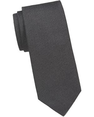 Canali Logo Embroidered Silk Tie - Gray