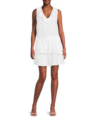 Sol Angeles Ruffle V Neck Mini Dress - White