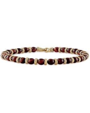 Esquire 14K Goldplated Sterling & Tiger Eye Beaded Bracelet - Metallic