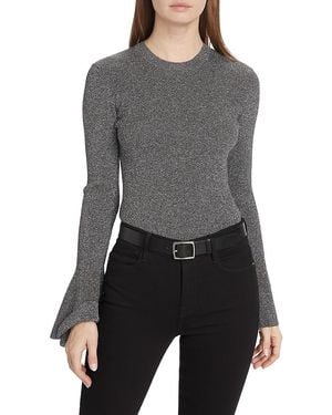 FRAME Metallic Godet-Cuff Top - Grey