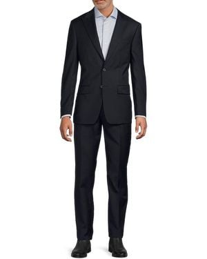 Calvin Klein Plain Wool-Blend Two-Button Slim-Fit Suit - Blue