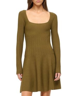 STAUD Deora Knit Fit & Flare Long-sleeve Minidress - Green
