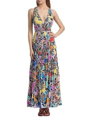 MILLY Oria Oasis Pleated Dress - Blue