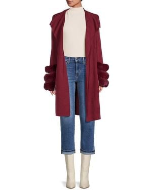 Saks Fifth Avenue Faux Fur Duster - Red