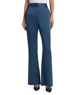 Veronica Beard Lebone Satin High-Rise Flared Pants - Blue