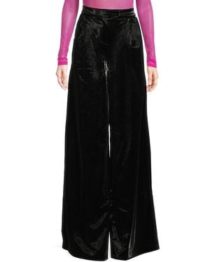 LAQUAN SMITH Faux Leather Wide-Leg Pants - Black