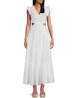 DKNY Tiered Cotton A-Line Midi-Dress - White