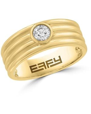 Effy 14K & 0.31 Tcw Diamond Bezel-Set Ring - Metallic