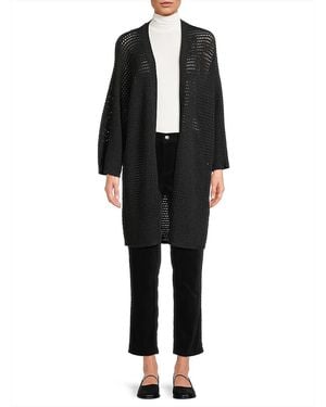 Eileen Fisher Open-Front Wool Cardigan - Black