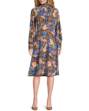AREA STARS Vanna Floral Regular Fit Midi-Dress - Blue