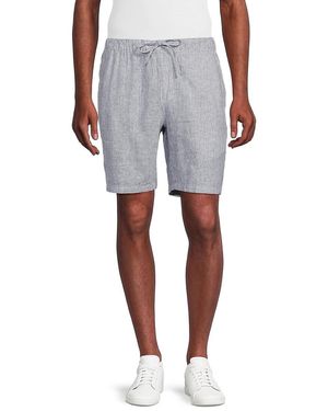 Saks Fifth Avenue Stripe Linen Blend Shorts - Grey