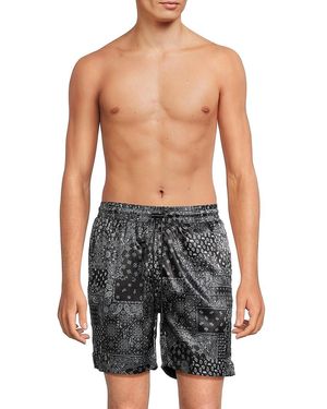 RTA Clyde Bandana Drawstring Shorts - Blue
