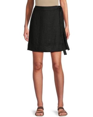 Saks Fifth Avenue Tie-Waist 100% Linen Miniskirt - Black