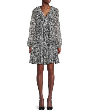 Tommy Hilfiger Floral Ruffle Knee Length Dress - Gray