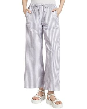 Stellae Dux Striped Cotton Drawstring Trousers - Grey