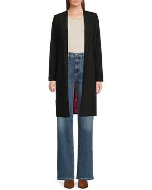 Halston Pintuck Sleeve Open Front Coat - Black