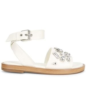 3.1 Phillip Lim Rhinestone Leather Flat Sandals - White