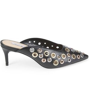 Saks Fifth Avenue 60Mm Grommet Leather Mules - Black