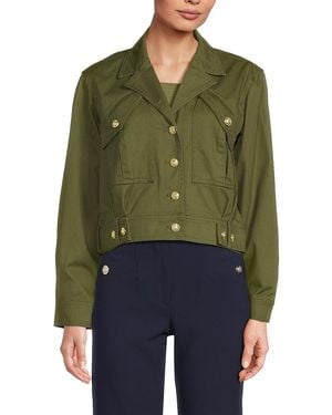 10 Crosby Derek Lam Celinora Notch Lapel Cotton-blend Jacket - Green