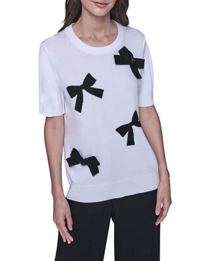 Karl Lagerfeld Bow-Embellished Knitted Top - White