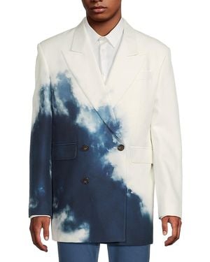 Alexander McQueen Boxy Fit Dip Dye Double Breasted Blazer - Blue