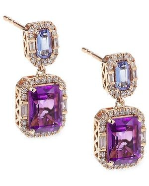 Effy 14K, Amethyst & Tanzanite Drop Earrings - Purple