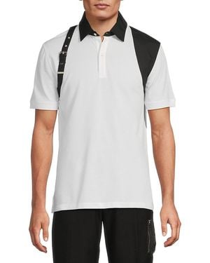 McQueen Harness Detail Cotton Polo Shirt - White