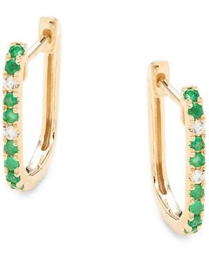 Effy 14K, Emerald & Diamond Huggie Earrings - Multicolour