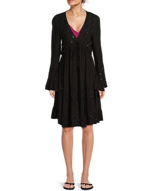 La Moda Clothing V-Neck Cover-Up Midi-Dress - Black