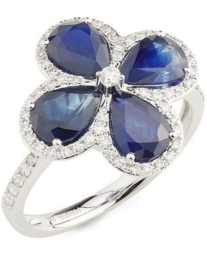 Effy 14K, Sapphire & 0.26 Tcw Diamond Ring - Blue