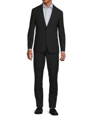 Calvin Klein Mini Grid Wool-Blend Two-Button Slim-Fit Suit - Black