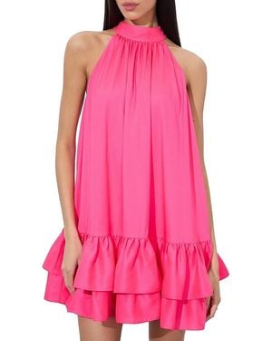 Alice + Olivia Erna Halterneck A-Line Minidress - Pink