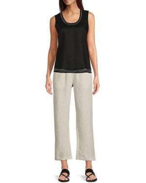 Saks Fifth Avenue 100% Linen Shimmer Tank - Black