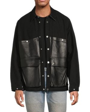 Helmut Lang Leather-Trim Stretch-Cotton Hunting Jacket - Black