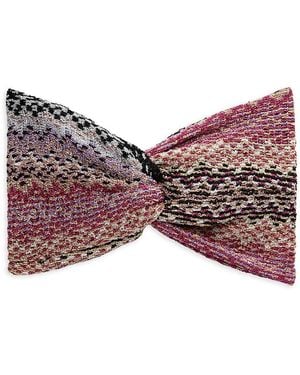 Missoni Chevron Twist-Front Knit Headband - Red