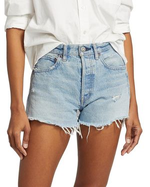 Moussy Mckendree Distressed Denim Shorts - Blue
